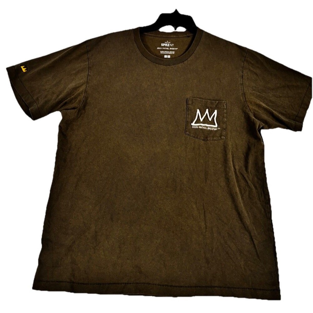 Uniqlo SPRZ NY Jean Michel Basquiat Pocket T Shirt Olive Brown Large MoMA